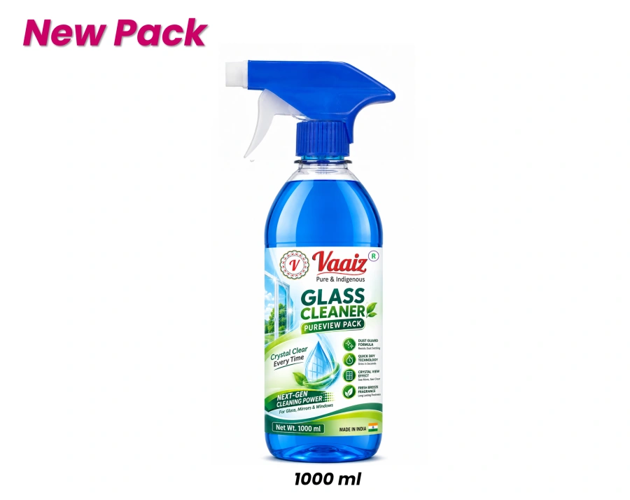 Vaaiz Glass Cleaner & Household Cleaner with Three Position Spray Nozzel for Less Wastage More Coverage, All-Purpose Glass Cleaner for Car, Kitchen and Home Surfaces Pack of 1 (1000 ml)